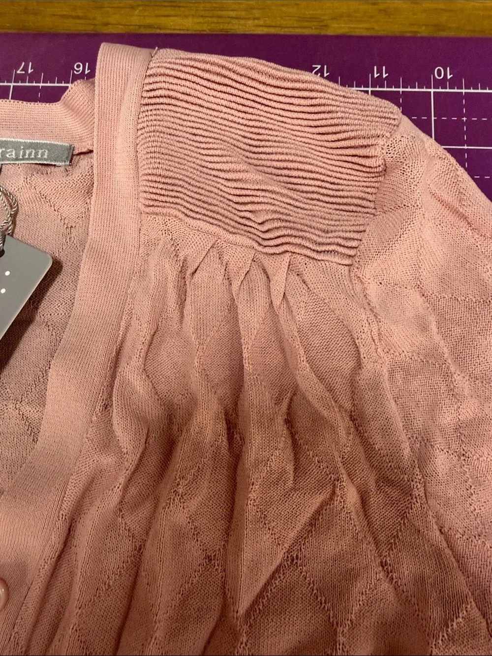 Daniel Rainn Pale Pink Button-Up Knit Cardigan